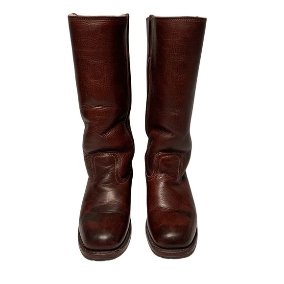 Rare! Vintage Frye Campus Shearling Tall Leather Pull On Boots Square Toe 7.5 - Picture 2 of 10